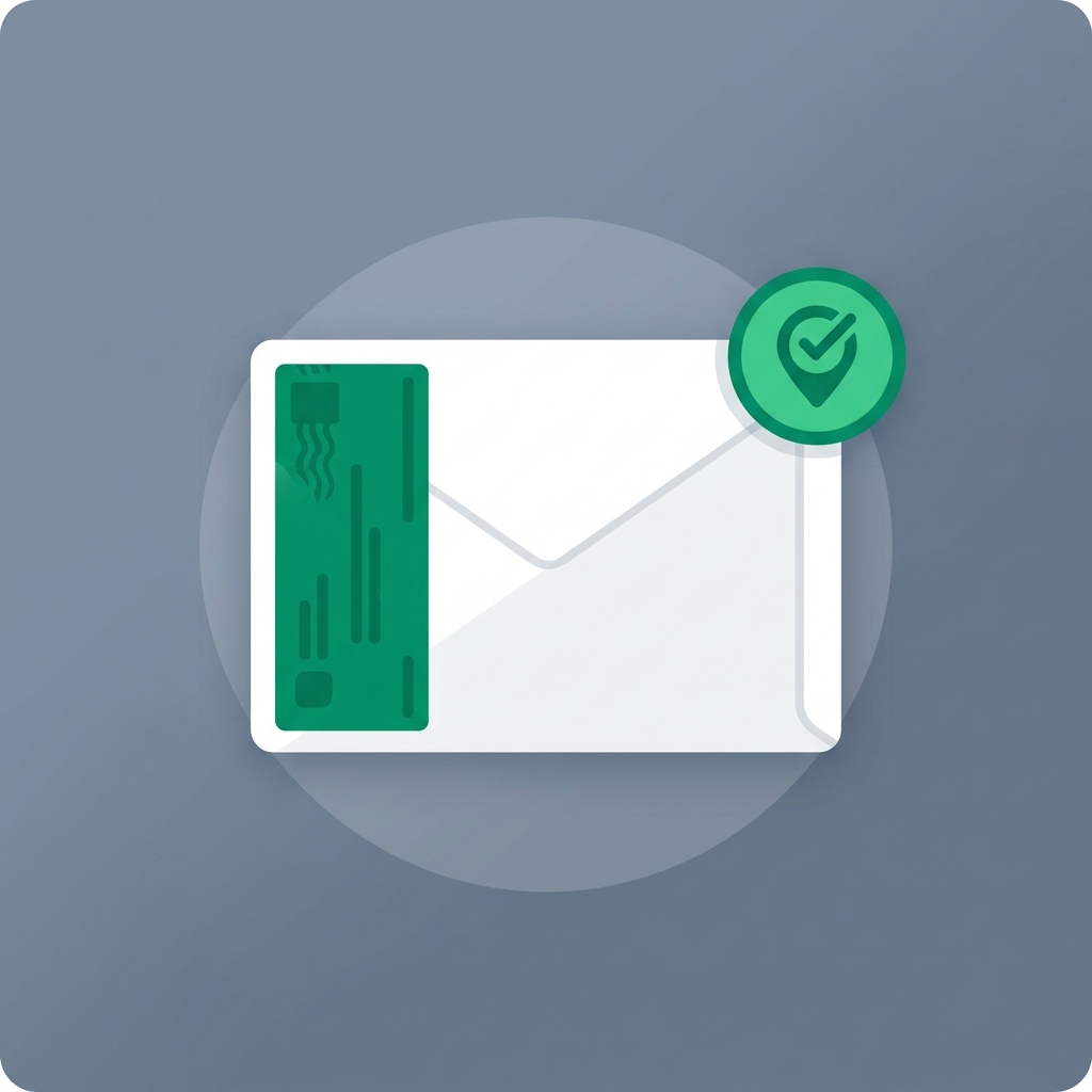 Envelope with a tracking badge